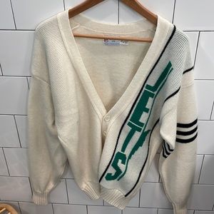RARE Vintage Cliff Engle NFL NY JETS cardigan! Adult Small.